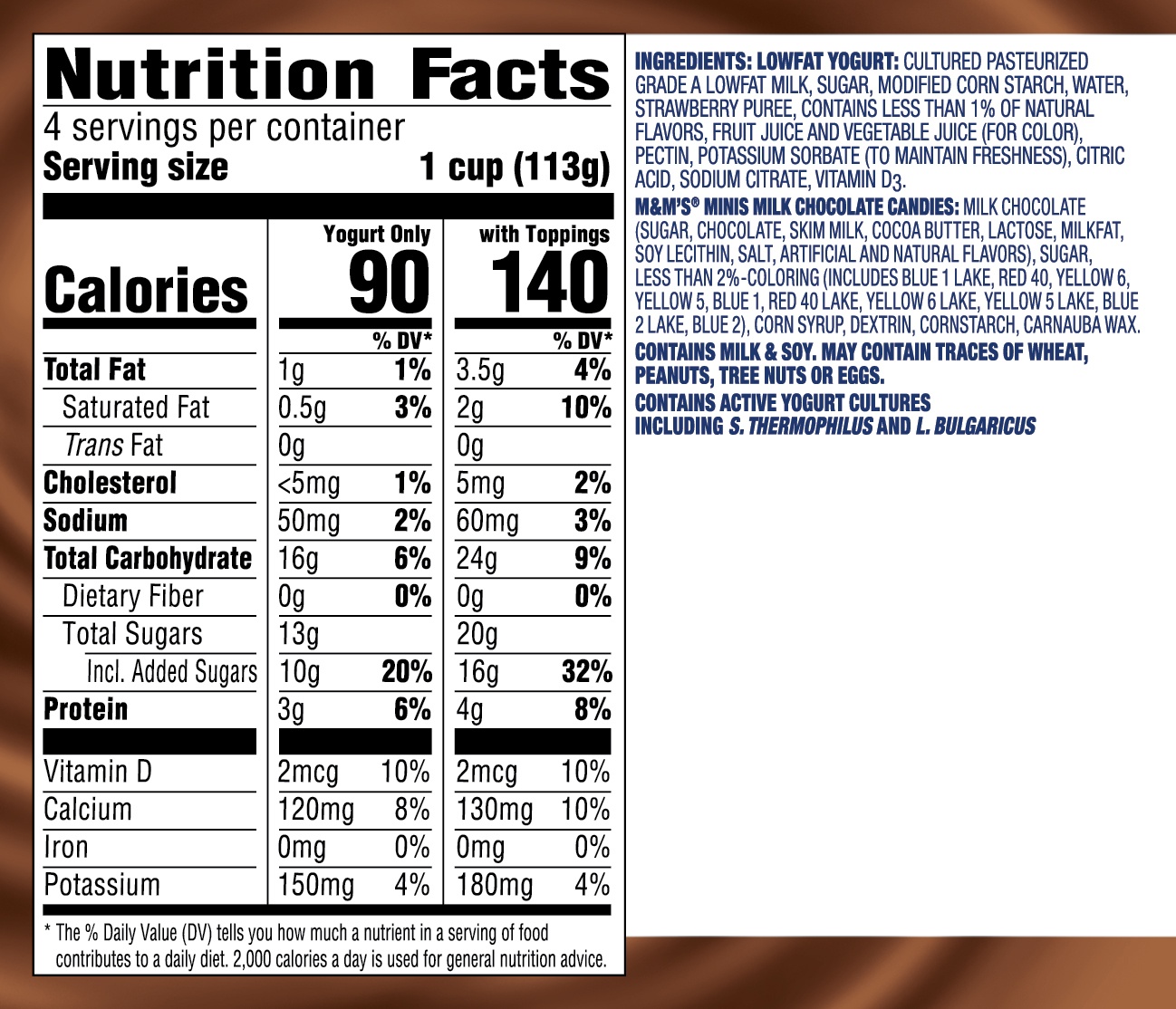 slide 4 of 5, YoCrunch Low Fat Strawberry Yogurt with M&Ms(R), 4 oz, 4 Pack, 4 oz