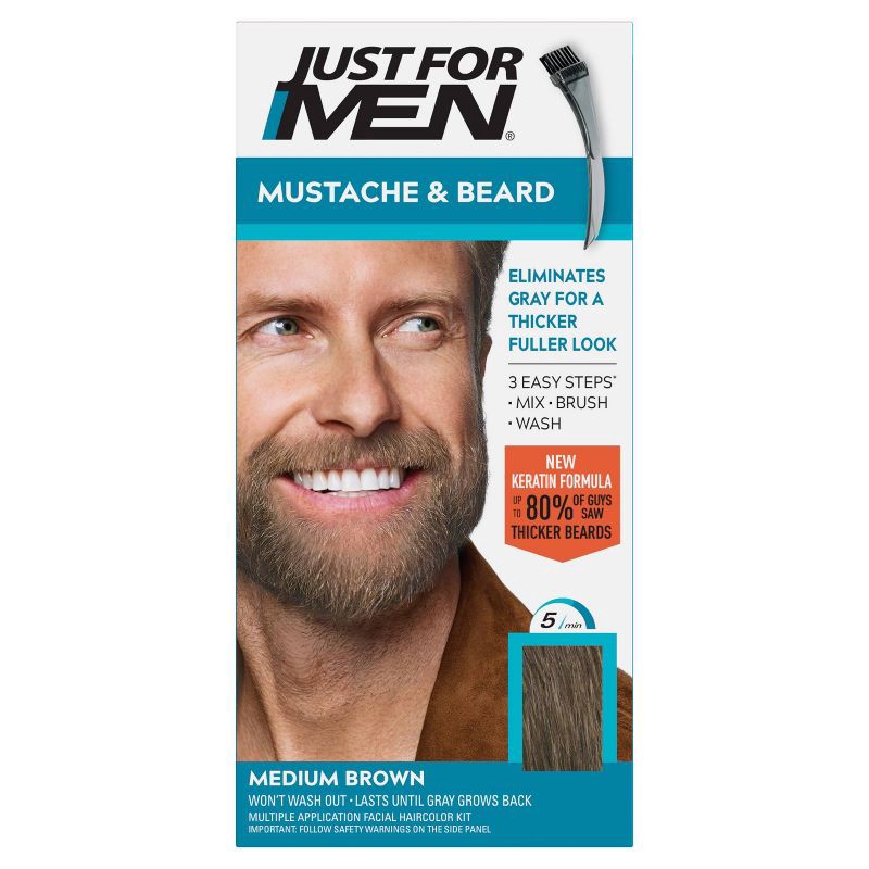 slide 1 of 6, Just For Men Mustache & Beard Medium Brown M-36, 1 ct