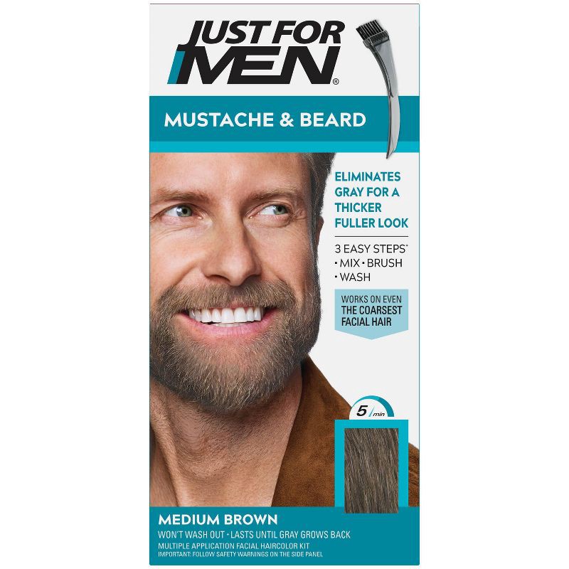 slide 1 of 6, Just For Men Mustache & Beard Medium Brown M-36, 1 ct