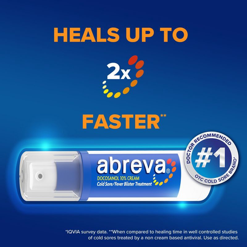 slide 6 of 10, Abreva Docosanol 10% Cream Cold Sore/Fever Blister Treatment Pump - 0.07oz, 0.07 oz