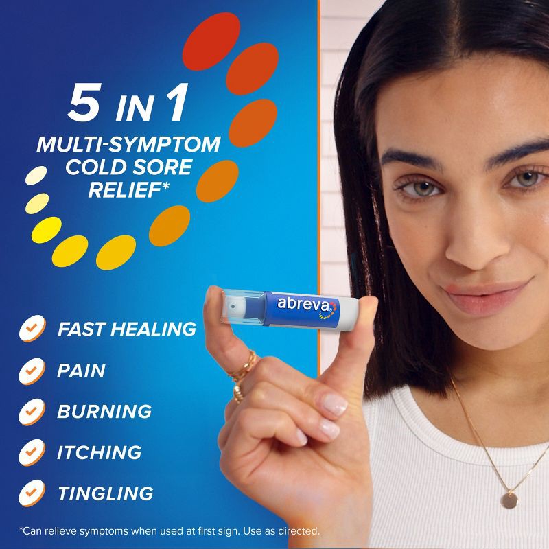 slide 10 of 10, Abreva Docosanol 10% Cream Cold Sore/Fever Blister Treatment Pump - 0.07oz, 0.07 oz