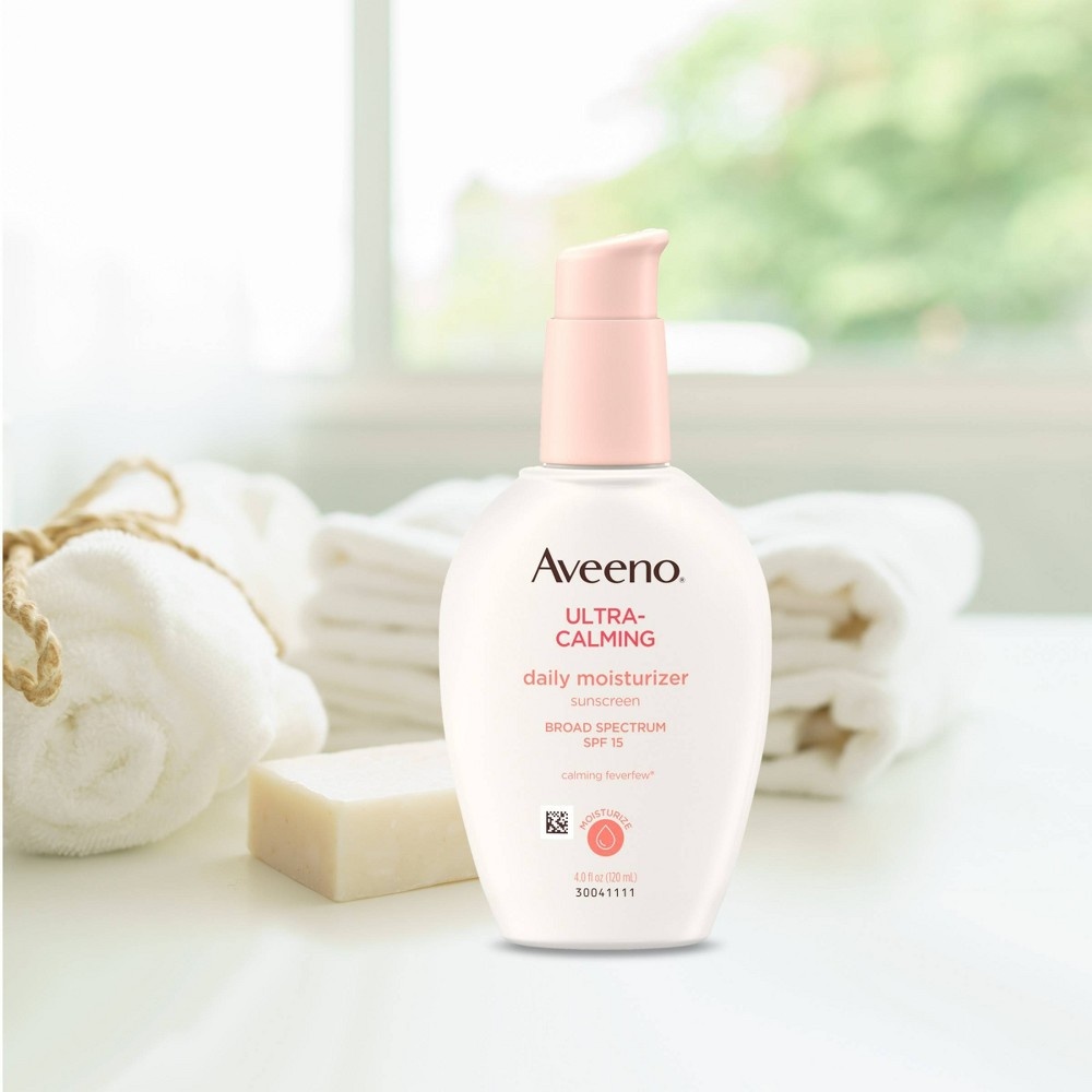 slide 11 of 12, Aveeno Ultra-Calming Daily Moisturizer Sunscreen - SPF 15 - 4 fl oz, 15 x 4 fl oz
