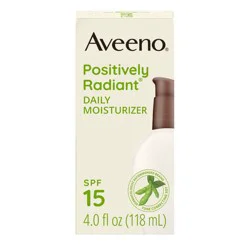 Aveeno Positively Radiant Daily Face Moisturizer - SPF15 - 4oz: Hypoallergenic, Oil-Free, Noncomedogenic, For Normal to Dry Skin