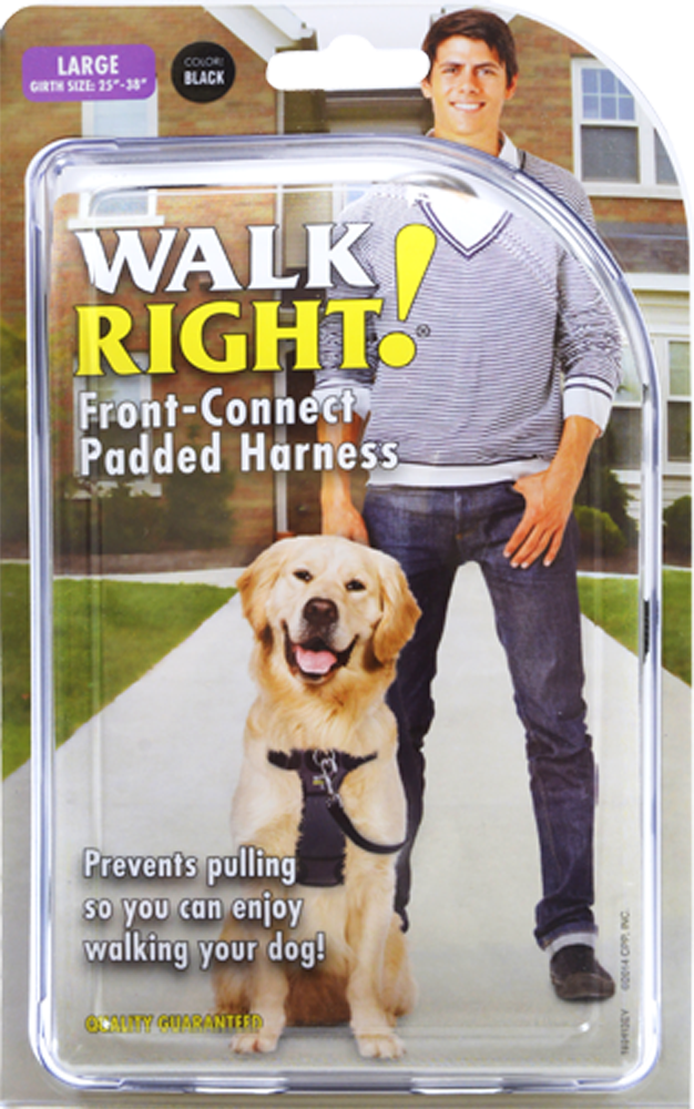slide 1 of 1, Walk Right! Large Black Front-Connect Padded Harness, 1 ct
