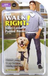 Walk Right! Front-Connect No-Pull Padded Dog Harness, Black, Large - 26"-38", 45-80 lb