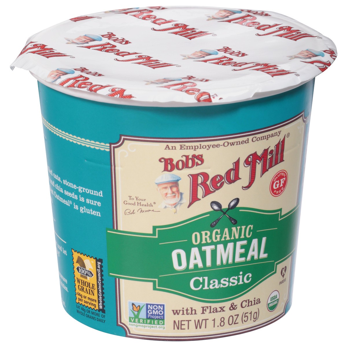 slide 2 of 9, Bob's Red Mill Organic Oatmeal Classic With Flax & Chia, 2.43 oz