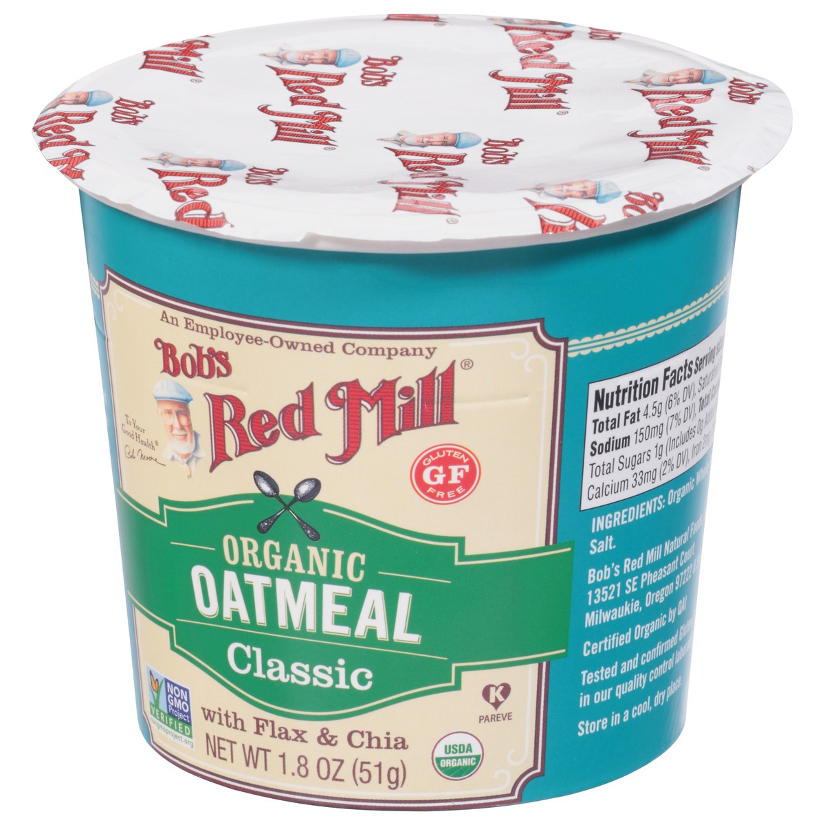 slide 3 of 9, Bob's Red Mill Organic Oatmeal Classic With Flax & Chia, 2.43 oz