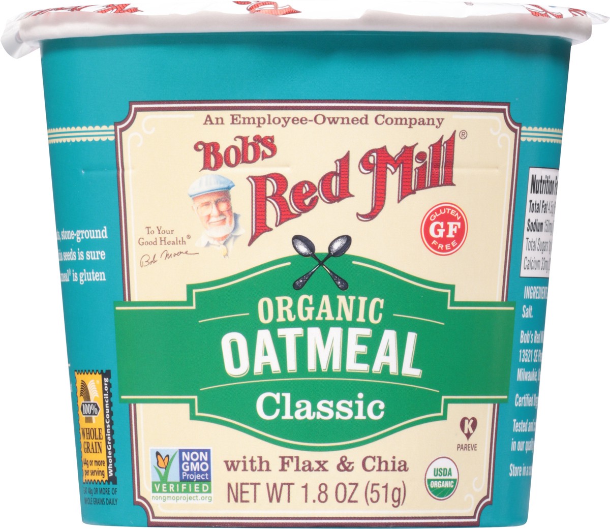 slide 6 of 9, Bob's Red Mill Organic Oatmeal Classic With Flax & Chia, 2.43 oz