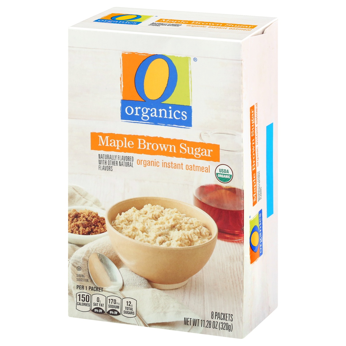 slide 3 of 9, O Organics Oatmeal, Organic Instant, Maple Brown Sugar, 8 ct; 1.41 oz
