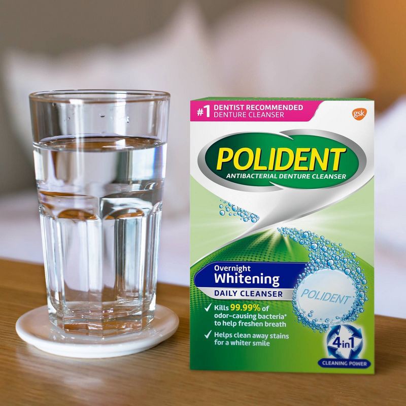 slide 2 of 9, Polident Overnight 120ct Denture Cleaning Tablets, 120 ct