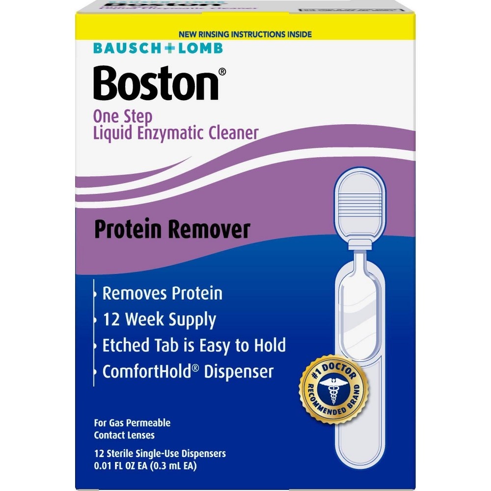 slide 3 of 9, Bausch + Lomb Boston One Step Liquid Enzymatic Cleaner, 12 ct