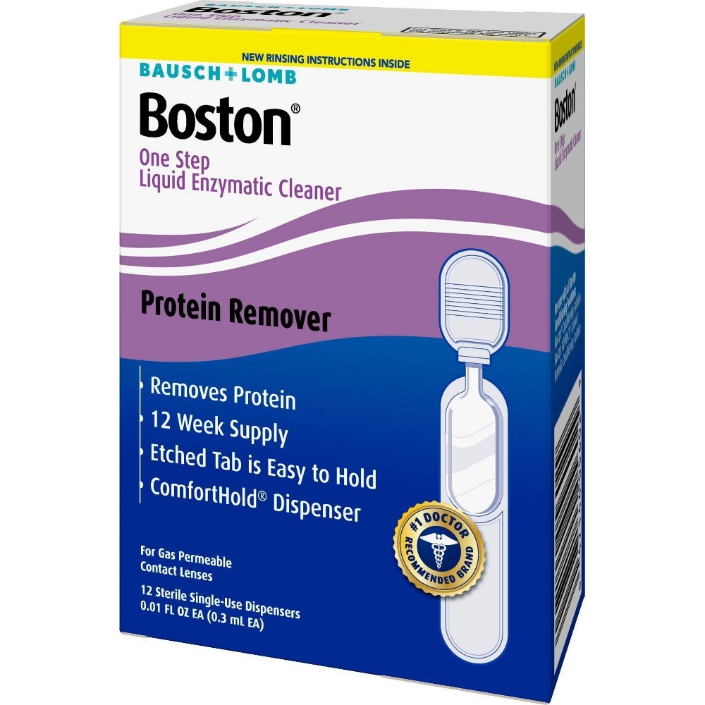 slide 4 of 9, Bausch + Lomb Boston One Step Liquid Enzymatic Cleaner, 12 ct