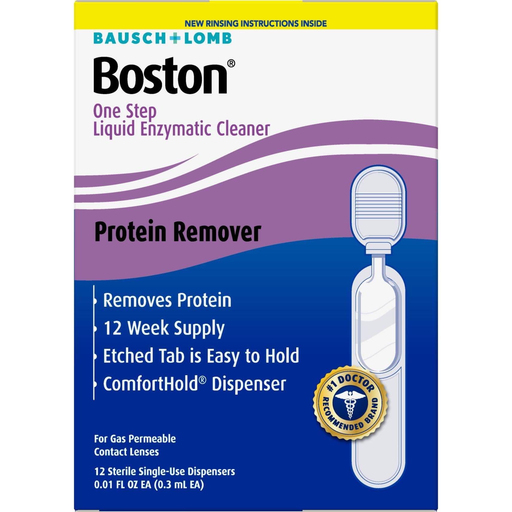 slide 1 of 9, Bausch + Lomb Boston One Step Liquid Enzymatic Cleaner, 12 ct