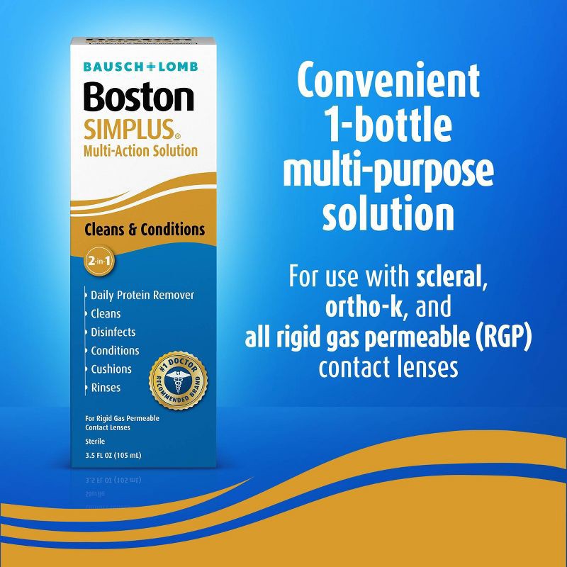 slide 4 of 8, Boston Simplus Hard Contact Solution for Multipurpose Lens Care - 3.5 fl oz, 3.5 fl oz