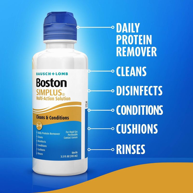 slide 6 of 8, Boston Simplus Hard Contact Solution for Multipurpose Lens Care - 3.5 fl oz, 3.5 fl oz