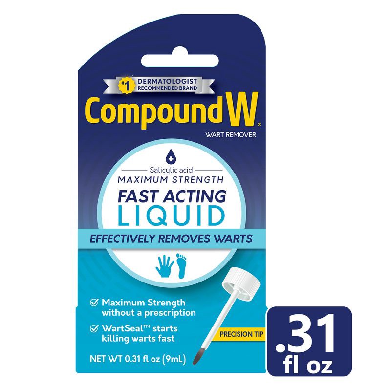 slide 1 of 7, Compound W Maximum Strength Fast Acting Liquid Wart Remover - 0.31 fl oz, 0.31 fl oz