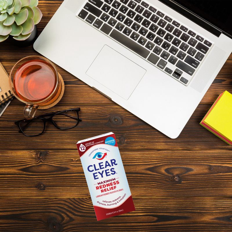 slide 2 of 7, Clear Eyes Maximum Strength Eye Drops for Redness Relief, Dryness, Burning, & Irritation - 0.5 fl oz, 0.5 fl oz