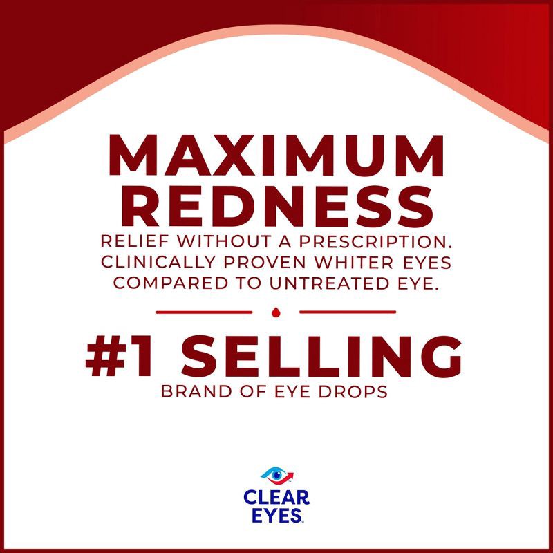 slide 3 of 7, Clear Eyes Maximum Strength Eye Drops for Redness Relief, Dryness, Burning, & Irritation - 0.5 fl oz, 0.5 fl oz