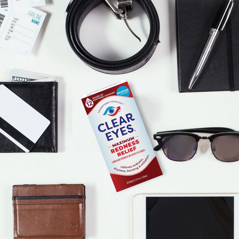 slide 6 of 7, Clear Eyes Maximum Strength Eye Drops for Redness Relief, Dryness, Burning, & Irritation - 0.5 fl oz, 0.5 fl oz