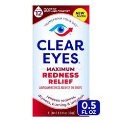 Clear Eyes Maximum Strength Eye Drops for Redness Relief, Dryness, Burning, & Irritation - 0.5 fl oz