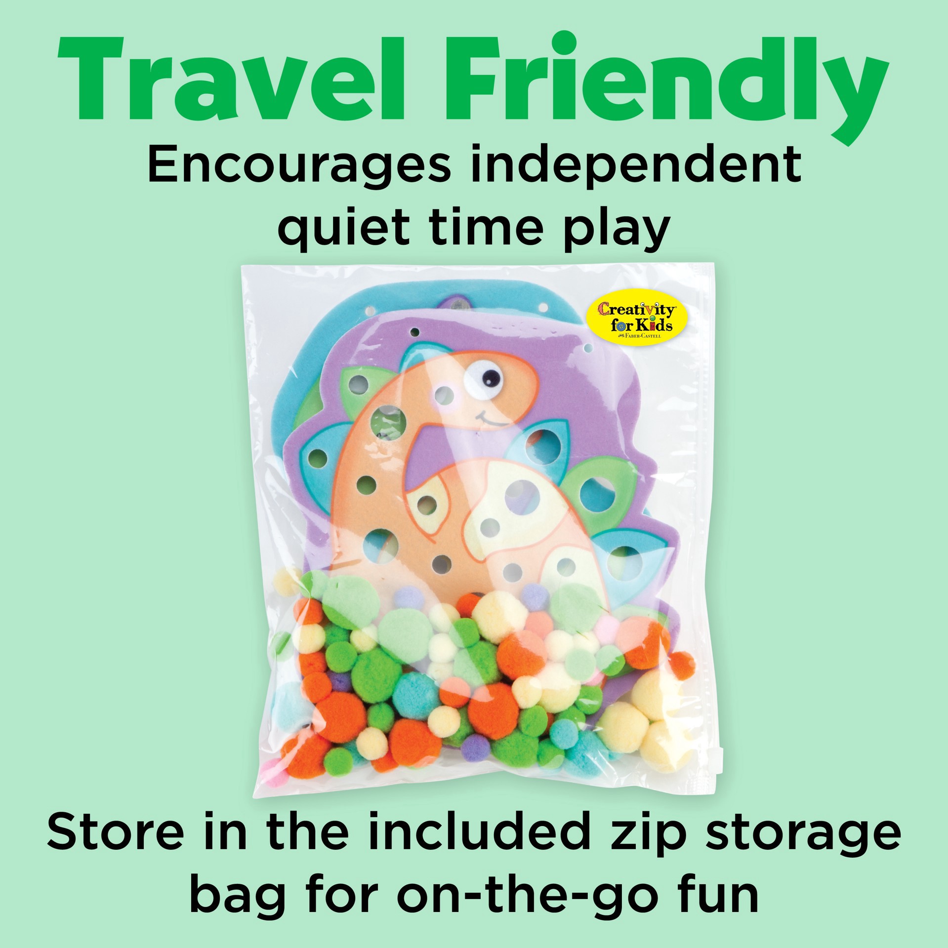 slide 3 of 9, Faber-Castell Creativity For Kids Dinosaurs Pom Pom Pictures Kit, 1 ct