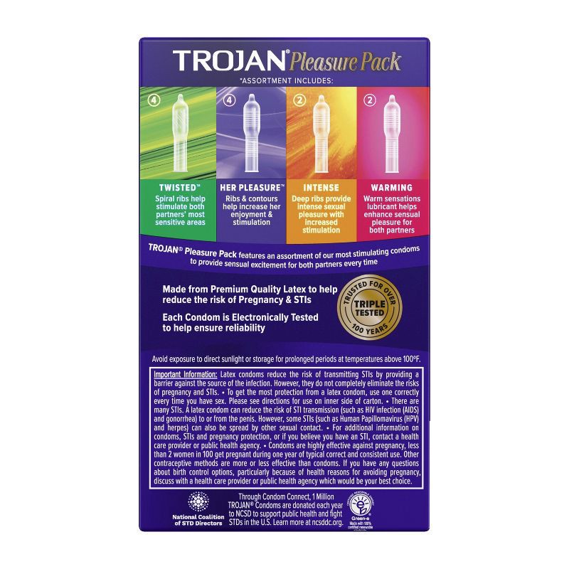 slide 2 of 10, Trojan Pleasure Pack Lubricated Condoms - 12ct, 12 ct