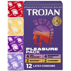 Trojan Pleasure Pack Lubricated Condoms - 12ct