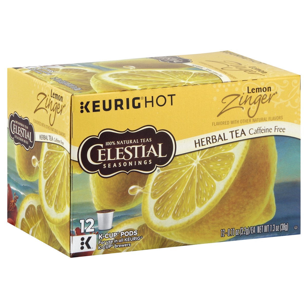 slide 4 of 5, Celestial Seasonings Lemon Zinger Caffeine Free Herbal Tea 12 ct K-Cup Pods 1.3 oz. Box, 12 ct