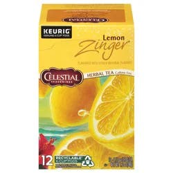 Celestial Seasonings Lemon Zinger Caffeine Free Herbal Tea 12 ct K-Cup Pods 1.3 oz. Box - 12 ct