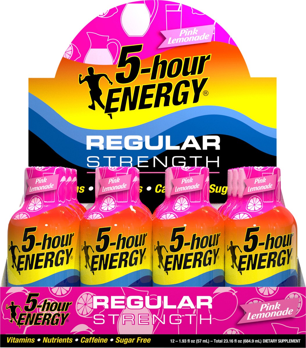 slide 5 of 9, 5-hour ENERGY Shot, Regular Strength, Pink Lemonade, 1.93 oz, 12 Count, 12 ct