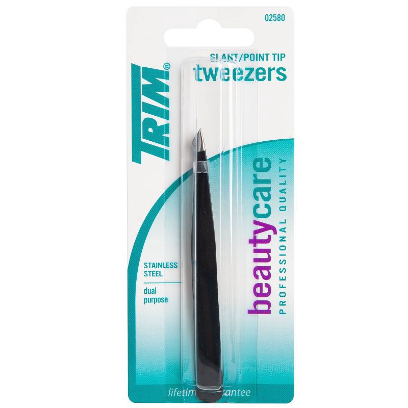 slide 1 of 5, Trim Slant/Point Tip Tweezers - Stainless Steel, 1 ct