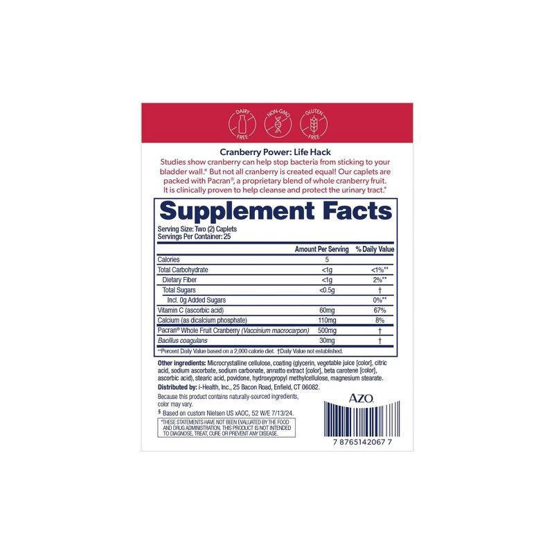 slide 2 of 9, AZO Urinary Tract Health Cleanse + Protect Caplets - Cranberry - 50ct, 50 ct