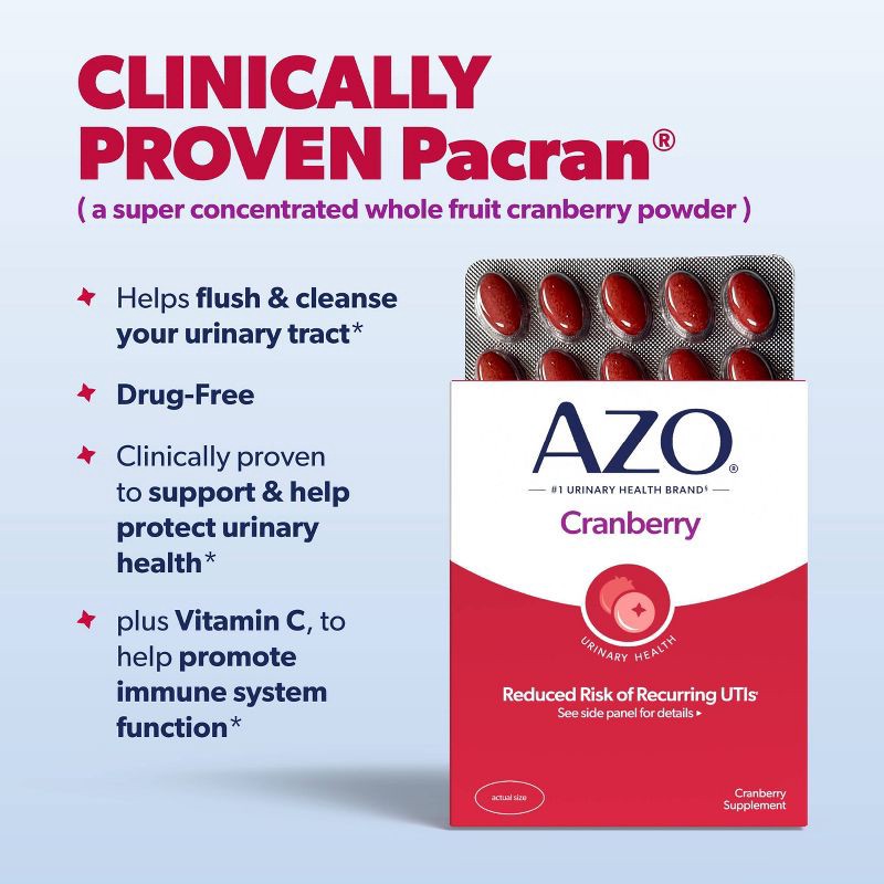 slide 7 of 9, AZO Urinary Tract Health Cleanse + Protect Caplets - Cranberry - 50ct, 50 ct