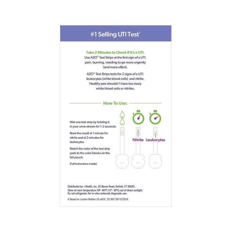 slide 2 of 9, AZO Urinary Tract Infection Test Strips, UTI Test Results in 2 Minutes - 3ct, 3 ct