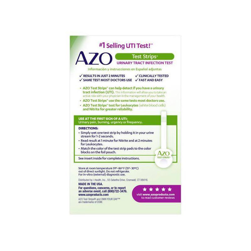 slide 3 of 7, AZO Urinary Tract Infection Test Strips, UTI Test Results in 2 Minutes - 3ct, 3 ct