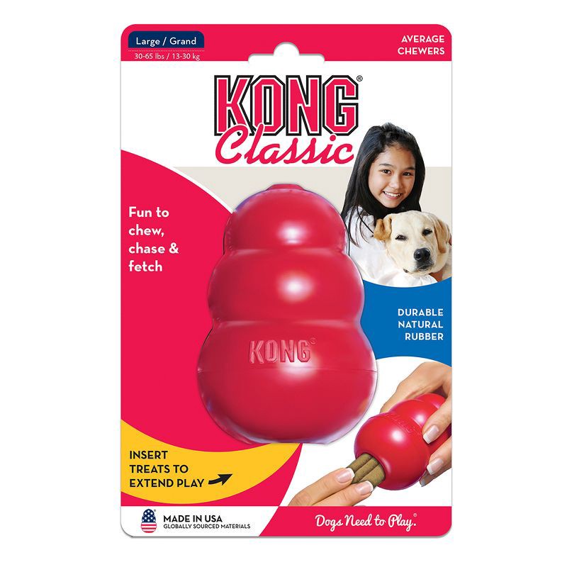 slide 3 of 8, KONG Refillable Classic Chew Dog Toy - L, 1 ct