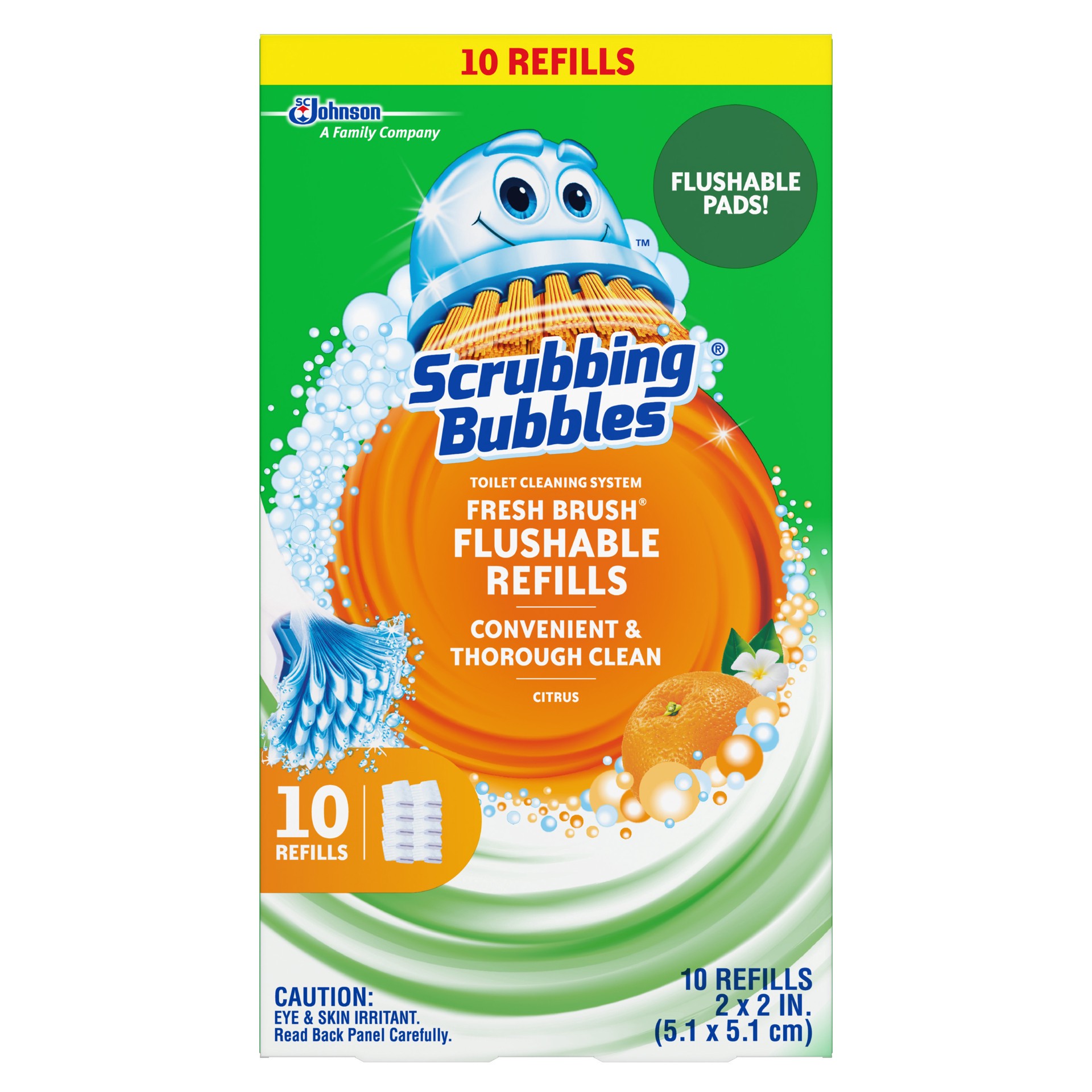 slide 1 of 29, Scrubbing Bubbles Fresh Brush Pads, Flushable Toilet Cleaning System Refill, Citrus Scent, 10 Count, 10 ct