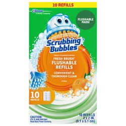 Scrubbing Bubbles Fresh Toilet Brush Flushable Refills, Citrus, Convenient Clean, 10 Pads