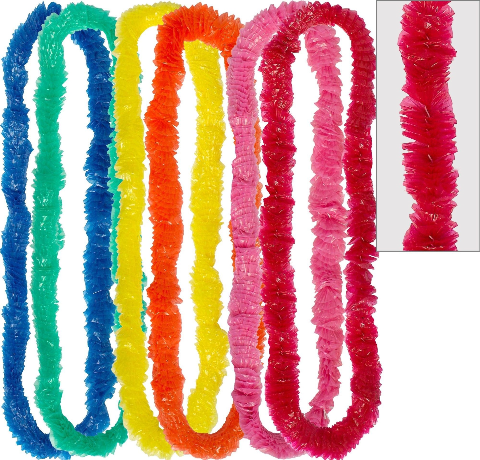 slide 1 of 1, Party City Colorful Poly Leis, 50 ct