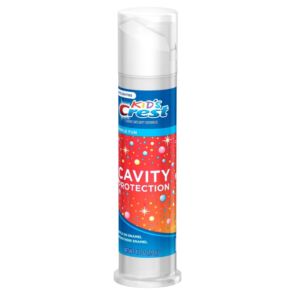slide 5 of 7, Crest Kid's Cavity Protection Toothpaste Pump (children and toddlers 2+), Sparkle Fun Flavor, 4.2 ounces, 4.2 oz