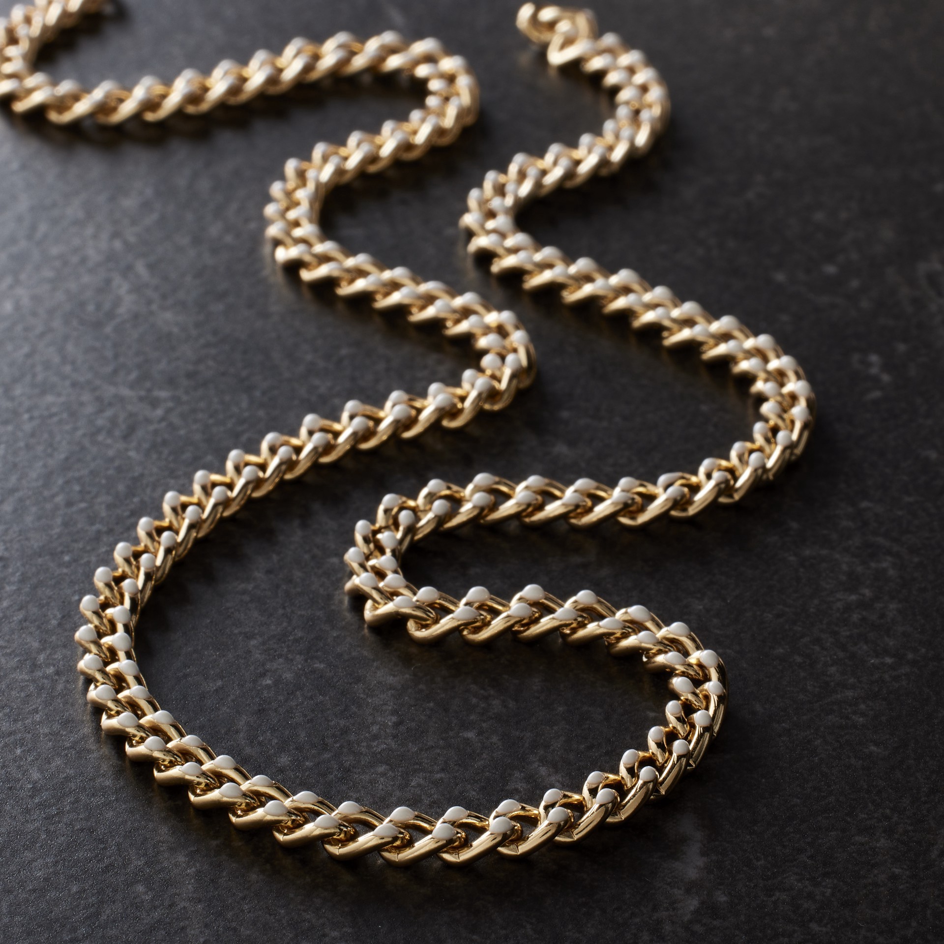 slide 3 of 3, 18" White & Gold Enamel Curb Chain By Bead Landing, 18 in