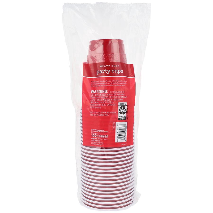 slide 3 of 5, Complete Home Heavy Duty Party Cups 18 fl oz, Red, 28 ct