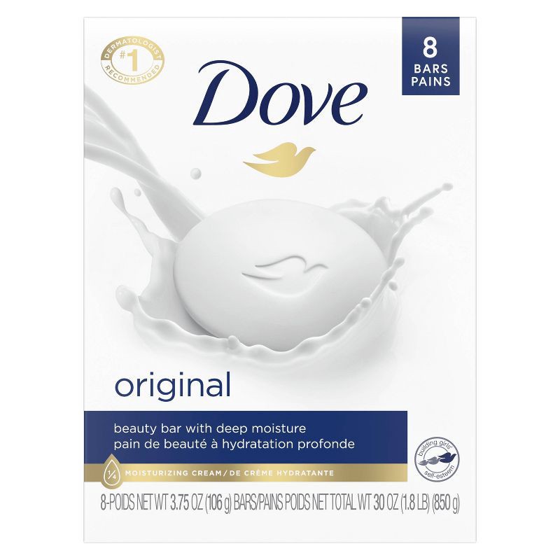 slide 2 of 6, Dove Beauty White Moisturizing Beauty Bar Soap - 8pk - 3.75oz each, 8 ct, 3.75 oz