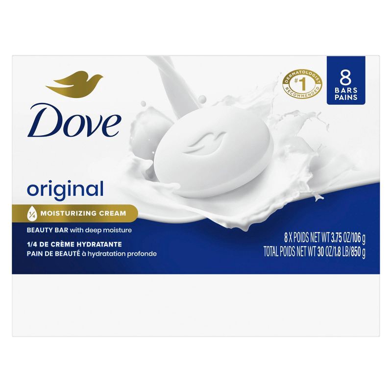 slide 3 of 9, Dove Beauty White Moisturizing Beauty Bar Soap - 8pk - 3.75oz each, 8 ct, 3.75 oz