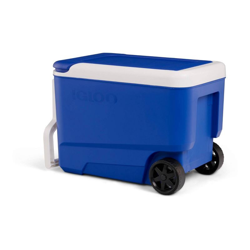 slide 2 of 11, Igloo Wheelie Cool 38qt Rolling Cooler - Blue: Odor & Stain-Resistant, Polyethylene, 38 qt