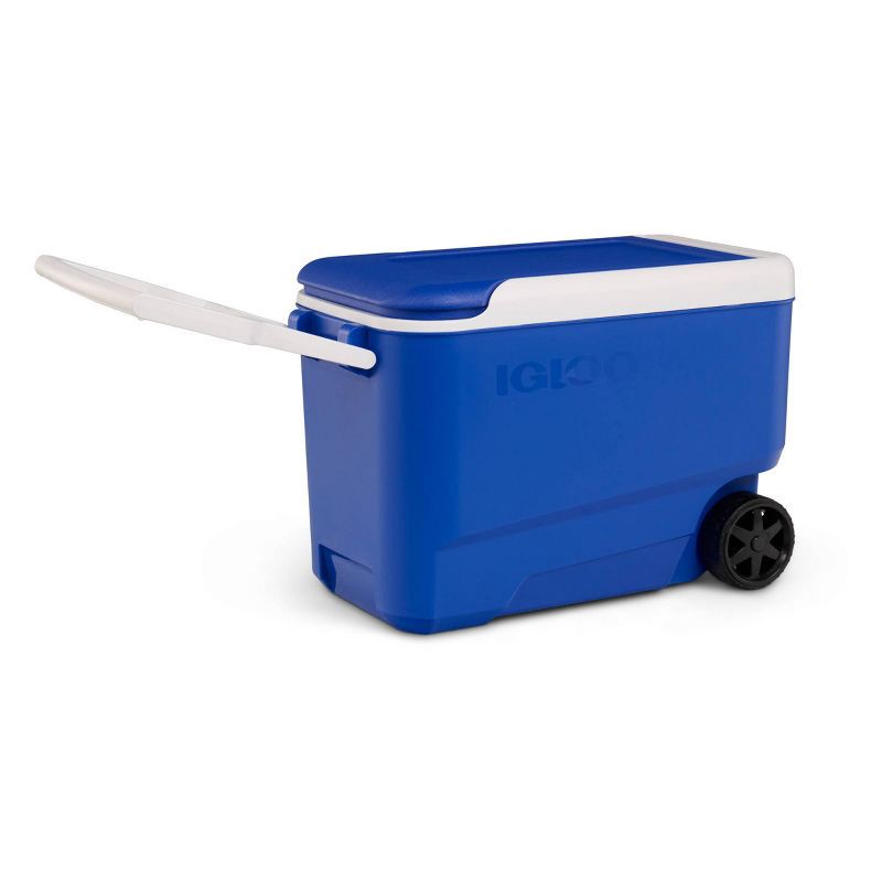 slide 3 of 11, Igloo Wheelie Cool 38qt Rolling Cooler - Blue: Odor & Stain-Resistant, Polyethylene, 38 qt