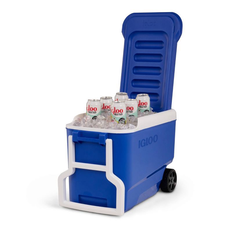 slide 9 of 11, Igloo Wheelie Cool 38qt Rolling Cooler - Blue: Odor & Stain-Resistant, Polyethylene, 38 qt