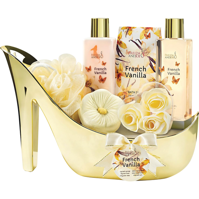 slide 1 of 1, FREIDA & JOE French Vanilla Heel Shoe Basket 9Pc Bath Spa Gift Set, 1 ct