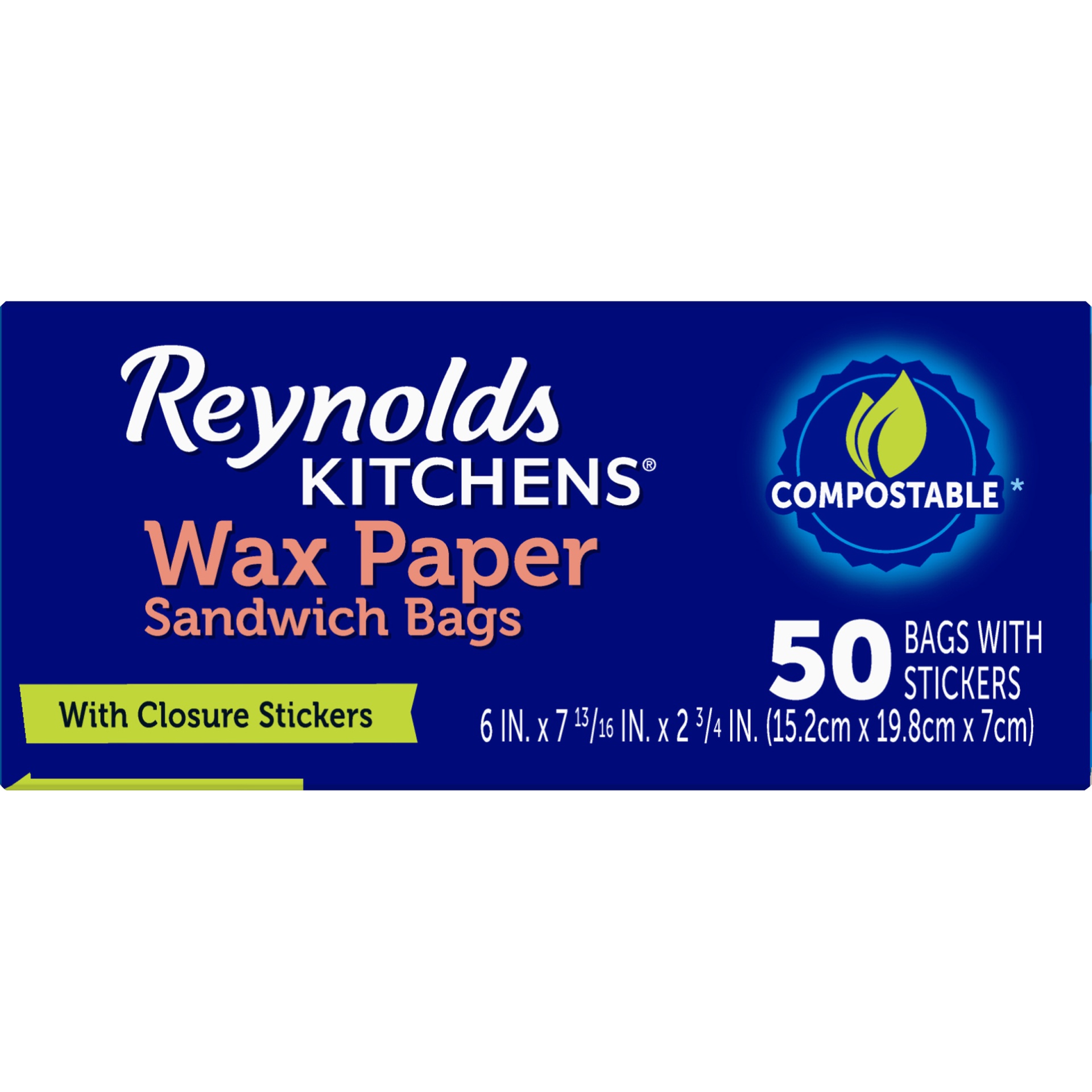 Reynolds Reynolds Kitchens Unbleached Wax Paper Sandwich Bags with Closure  Stickers 50 ct Box