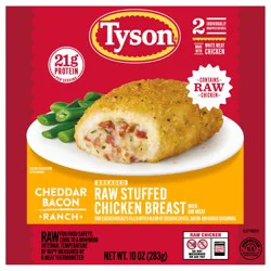 Tyson Cheddar Bacon Ranch Breaded Raw Stuffed Chicken Breast with Rib Meat